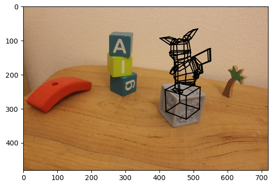 First projection of the model in the image